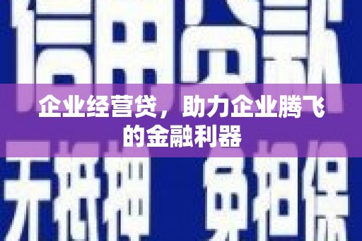 富县企业经营贷，助力企业腾飞的金融利器