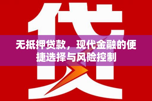 富县无抵押贷款，现代金融的便捷选择与风险控制