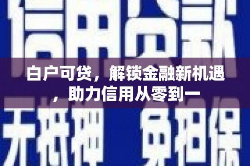 富县白户可贷，解锁金融新机遇，助力信用从零到一