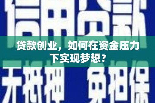 富县贷款创业，如何在资金压力下实现梦想？
