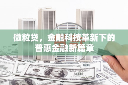 富县微粒贷，金融科技革新下的普惠金融新篇章